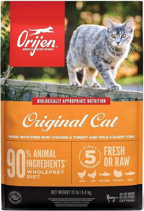 Photo 1 of ORIJEN Original Cat, Grain Free Dry Cat Food for All Life Stages, With WholePrey Ingredients, 12lb (Expiration date not listed)