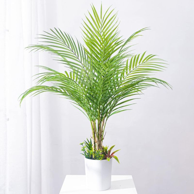 Photo 1 of Kmitang 5ft Faux Plants Indoor Artificial Trees Plastic House Large Plants Fake Tree Outdoor Tall Realistic Potted Plant for Home Living Room Office Decoration