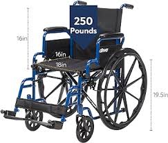 Photo 1 of Drive Medical Blue Streak Ultra-Lightweight Wheelchair with Flip-Backs Arms & Swing-Away Footrests & 10210-1 2-Button Folding Walker with Wheels, Rolling Walker, Front Wheel Walker 18 Inch Swing Away Footrests