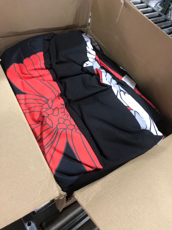 Photo 1 of Floral Comforter Set Queen Size, 7 Pieces Red Flower Pattern Comforter,1Soft Microfiber Complete Bedding Sets Boho Comforter Set for All Season Queen Red