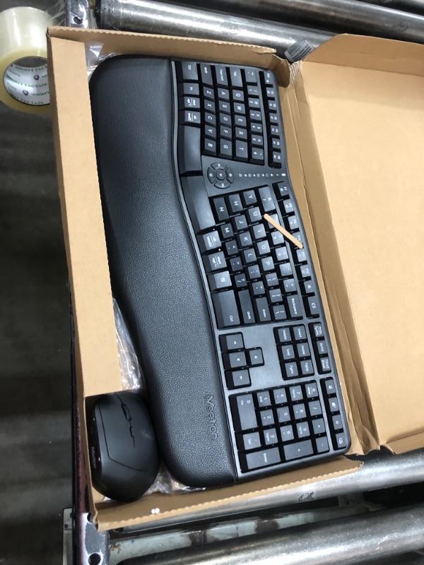 Photo 2 of MEETION Ergonomic Wireless Keyboard and Mouse, Ergo Keyboard with Vertical Mouse, Split Keyboard with Cushioned Wrist, Palm Rest, Natural Typing, Rechargeable, Full Size, Windows/Mac/Computer/Laptop
