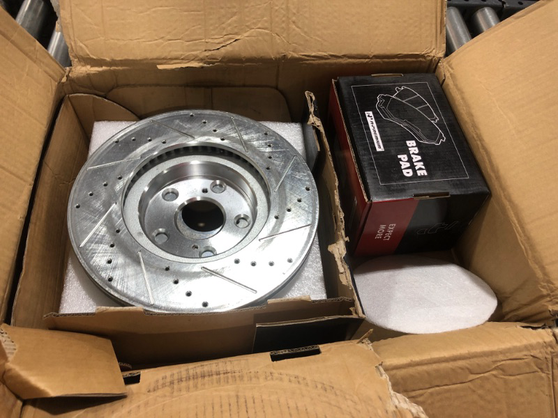 Photo 2 of A-Premium 10.83 inch(275mm) Front Drilled and Slotted Disc Brake Rotors + Ceramic Pads Kit Compatible with Select Pontiac and Toyota Models - Corolla 2003-2008, Matrix 2003-2008, Vibe 2003-2008, 1.8L
