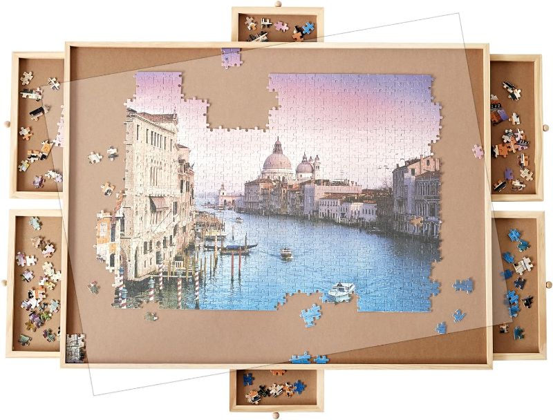Photo 1 of 1500 Pieces of Jigsaw Puzzle Board with 6 Drawers & Covers, Portable Jigsaw Puzzle Table, 26'' X 34", Puzzle Accessories Puzzle Storage?Suitable for Adults and Children