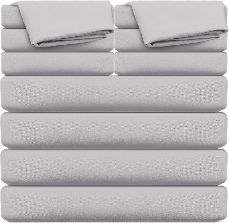 Photo 1 of 2 Set 6 Pc Queen Sheet Set Wrinkle Free Queen Bed Sheets Microfiber Soft Sheets for Queen Size Bed Easy Care Sheet and Pillowcase Sets for Hotel Bedroom, Machine Washable (Light Gray)