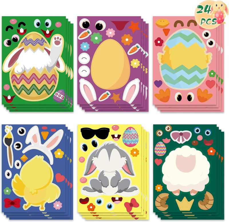 Photo 1 of Easter Stickers for Kids, 24 Sheets Easter Stickers Bulk, Make Your Own Easter Stickers for Kids Girls Boys Teen, Easter Basket Stuffers Treats Gifts for Kids Easter Activities Party Favor Supplies