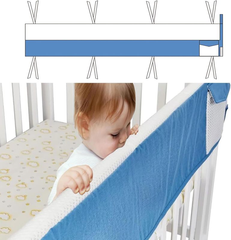 Photo 1 of Baby Bedside Hanging Storage Bag,1 Pockets Organizer for Baby Cribs and Toys (Blue)