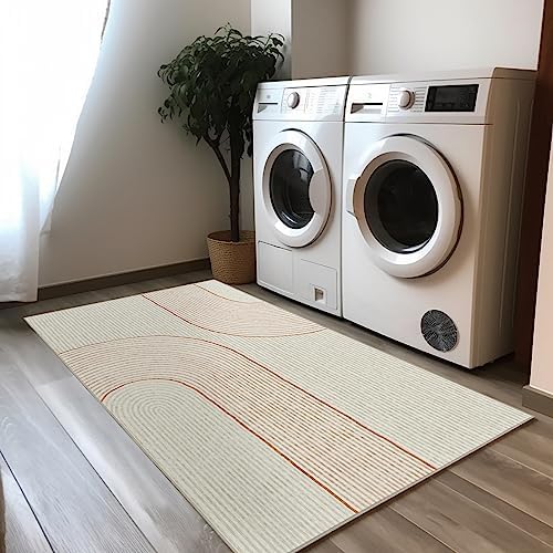 Photo 1 of ILANGO Non Slip Runner Rugs for Hallway, 3'x5' Modern Stripe Kitchen Area Rugs Washable, Carpet Runner Floor Mat for Indoor Entryway Bedroom Laundry Room, Easy to Clean