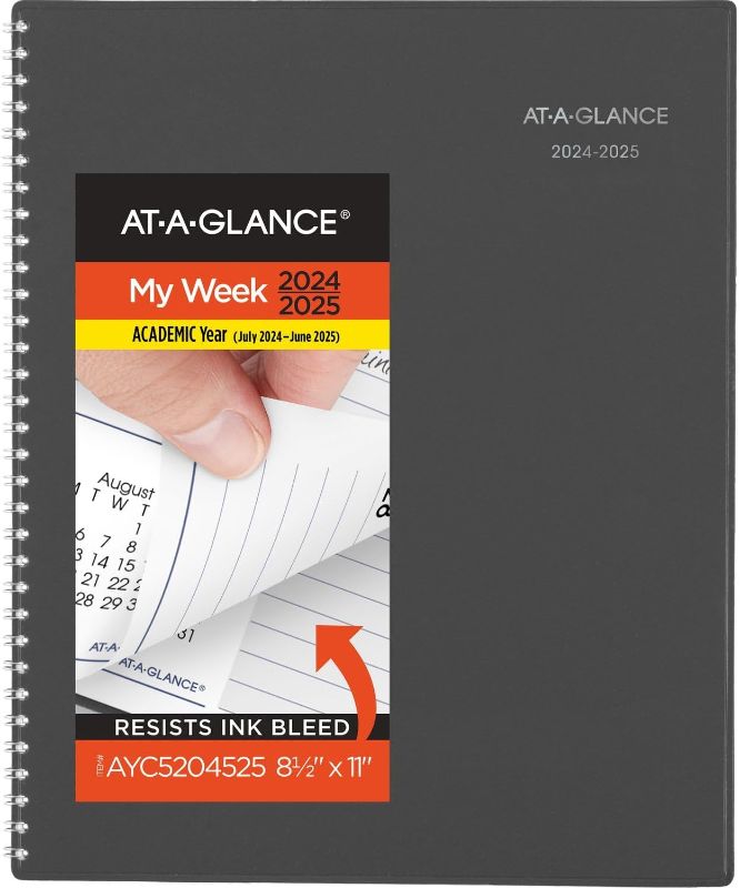 Photo 1 of AT-A-GLANCE Planner 2024-2025 Academic, Weekly & Monthly Appointment Book, 8-1/2" x 11", Large, DayMinder, Charcoal (AYC52045)
