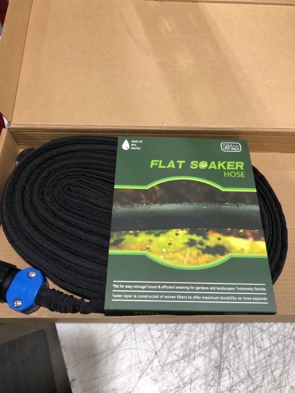 Photo 1 of Flat Soaker Hose 50ft, Heavy Duty Double Layer Design, Drip Irrigation Hose Saves 80% Water, Leak Proof Sprinkler Hose For Garden, Lawn, Flower Bed, Vegetable Field
