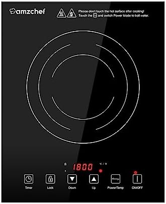 Photo 2 of AMZCHEF Induction Cooktop Portable 1800W Induction Stove Burner for RV, Built-in Hot Plate with Sensor Touch Single Electric Cooktops Countertop Stove with 9 Temperature & Power Levels, 3-hour Timer
