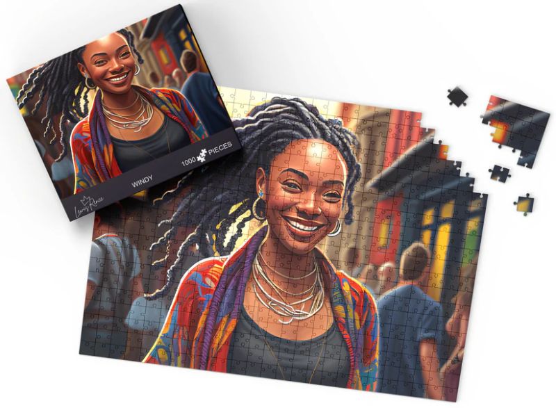 Photo 1 of 1000-Piece African American Woman Jigsaw Puzzle: Celebrate Black Beauty (Windy)
