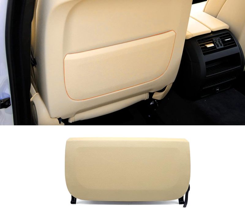 Photo 1 of Jaronx Compatible with BMW Seat Back Pocket Cover, Genuine Leather Back Seat Pocket Cover Backrest Seat Panel Cover Replacement Compatible with BMW 5 Series F10 F11 F07, 7 Series F01 F02 (Beige)