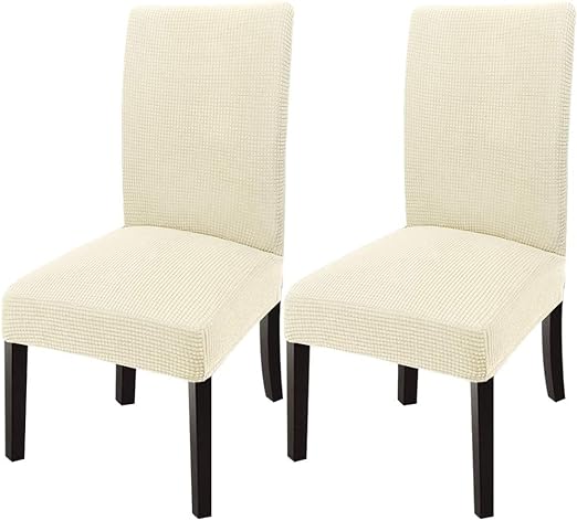 Photo 1 of GoodtoU Chair Covers for Dining Room Set of 2, Stretch Parson Chair Slipcover Removable Washable Chair Protector for Home/Restaurant/Banquet,Funda para Sillas de Comedor(Cream, Set of 2)
