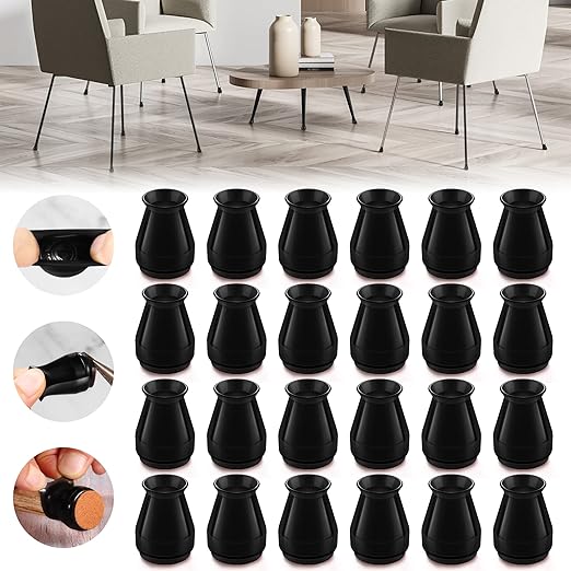 Photo 1 of 24PCS Extra Small Silicone Chair Leg Floor Protectors for Hardwood Floors, Furniture Sliders for Chair Legs, Felt Bottom Furniture Pads, Anti-Slip Round&Square Cap Covers to Scratch and Reduce Noise
