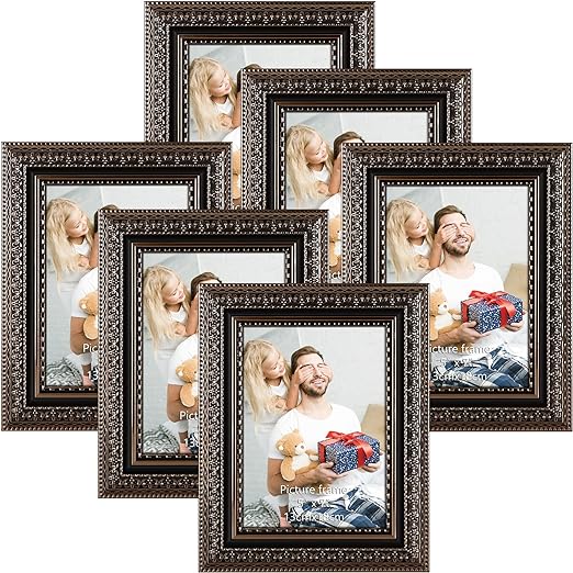 Photo 1 of MEBRUDY 5x7 Picture Frames Set of 6, Vintage Antique Ornate 5 by 7 Photo Frames for Wall Mount or Table Top
