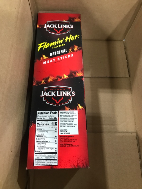 Photo 2 of Frito Lay Jack Link's Meat Stick Flamin' Hot (Pack of 20) NEW Flamin' Hot Meat Sticks