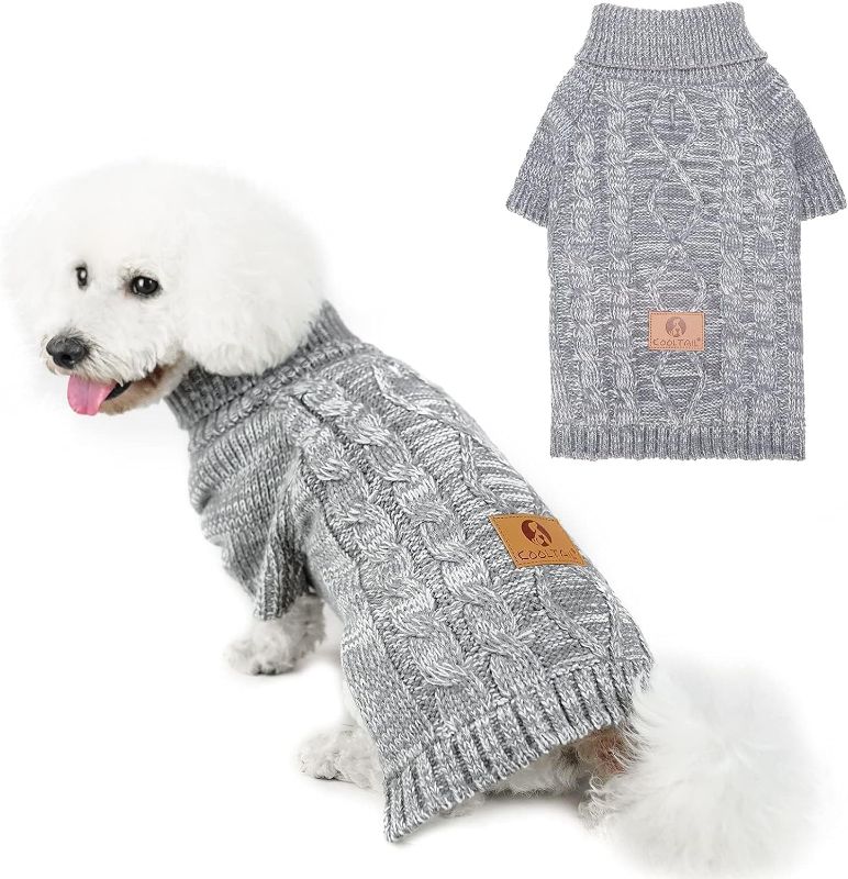 Photo 1 of (M) Knit Turtleneck Dog Sweater for Small Medium Large Dogs, Warm Puppy Clothes for Fall Winter, Cozy Sweatshirts Dog Coats