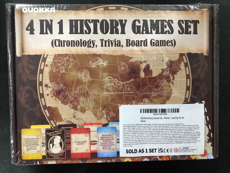 Photo 1 of Quokka 4in1 History Trivia Game for Adults Chronology Board Game - 2 + Players Educational Game for Family Night - Historic Personalities | History | Science