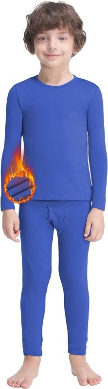 Photo 1 of MANCYFIT Thermal Underwear for Boys Fleece Lined Long Johns Set Kids Base Layer Ultra Soft M
