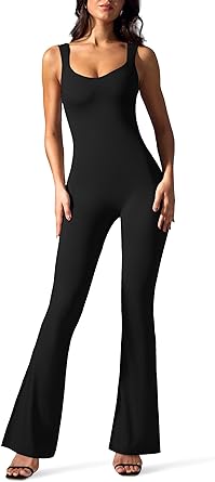 Photo 1 of Vilanva Jumpsuits for Women Tummy Control One Piece Outfit Stretch Flare Leggings Romper LARGE