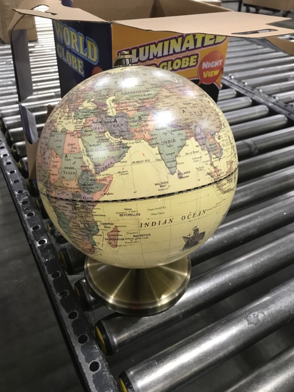 Photo 2 of Waldauge Illuminated World Globe with Stand, 9" Vintage Earth Globes with HD Printed Map 