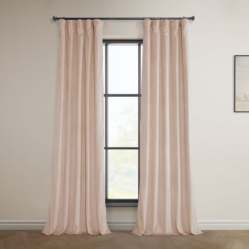 Photo 1 of Exclusive Fabrics & Furnishing Heritage Plush Velvet Single Curtain Panel, One Size, Pink
