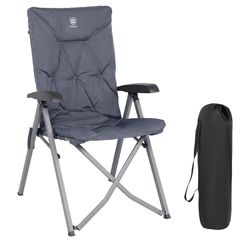 Photo 1 of EVER ADVANCED Folding Camping Recliner Chair Fully Padded with Adjustable High Back Support 