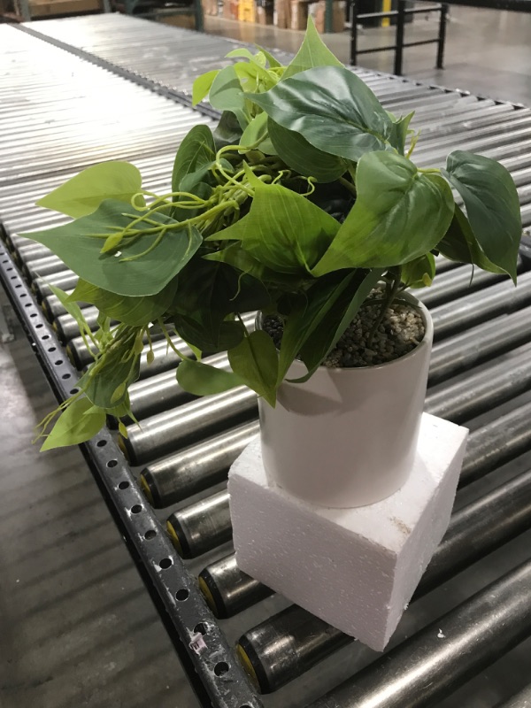 Photo 2 of JPSOR Faux Plants Indoor, Pothos Small Fake Plants for Home Decor Indoor Fake Potted Plant?White Ceramic Pot