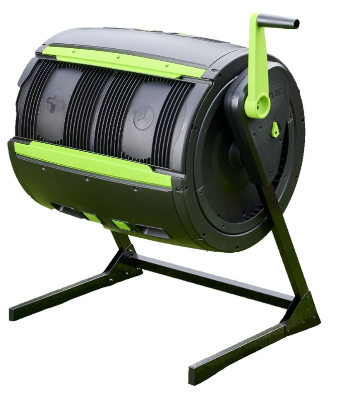 Photo 1 of INCOMPLETE SET Easy Turn 65 Gallon Dual Chamber Compost Tumbler with Large Double Door and Open Base