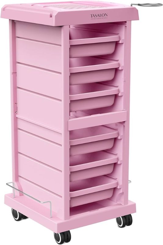 Photo 1 of TASALON Upgrade Salon Trolley Cart with Wheels for Salon Station, 6 Drawer Salon Rolling Cart for Extra Storage, Pink