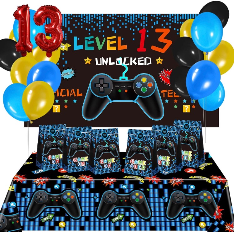 Photo 1 of 13th Birthday Decorations for Boys Video Game Party Supplies 69 Pieces Level 13