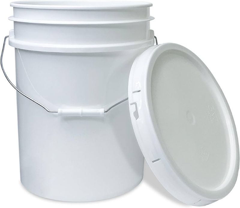 Photo 1 of Buckets and Lid, White (5 Gallon) - Plastic Material 