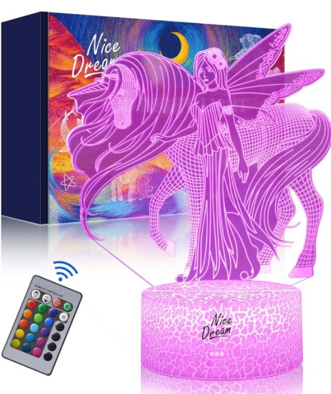 Photo 1 of Nice Dream Unicorn Night Light for Kids, 3D Night Lamp, 16 Colors Changes with Remote Control
