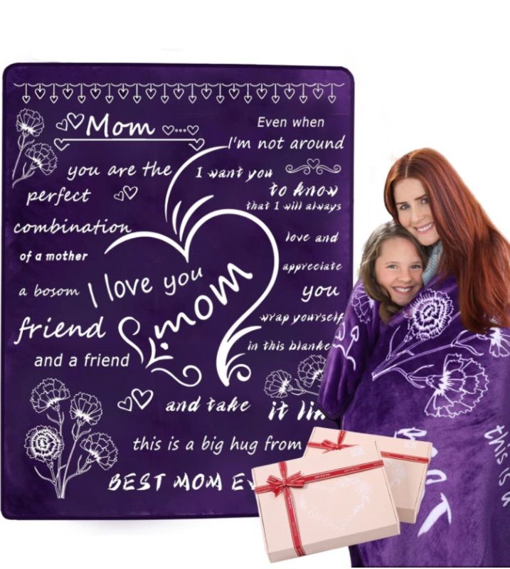 Photo 1 of Gifts for Mom, I Love You Mom Blanket Fuzzy Bed Throw Blanket 50"x65"
