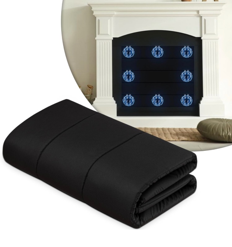 Photo 1 of Magnetic Fireplace Cover - Fireplace Blanket for Heat Loss -- 46" W x 35" H, Black