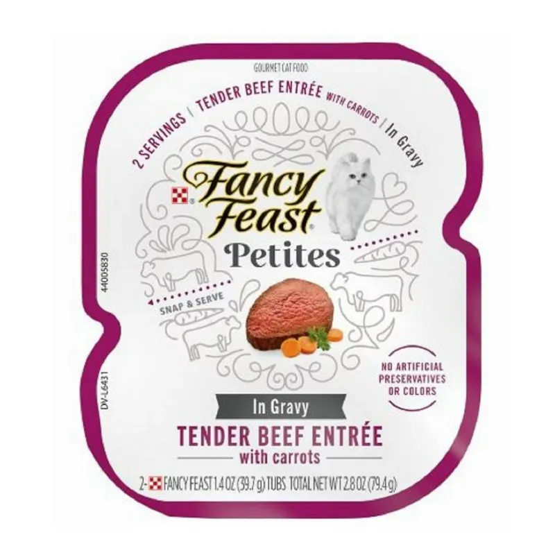 Photo 1 of Fancy Feast 50000504299 Beef in Gravy Petites 1 Single Can 2.8 oz. Wet Cat Food--- best by sep-2025
