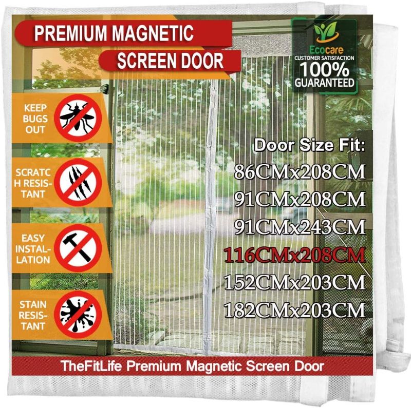 Photo 1 of TheFitLife Magnetic Screen Door - Heavy Duty Mesh with Full Frame Hook and Loop Powerful Magnets That Snap Shut Automatically
