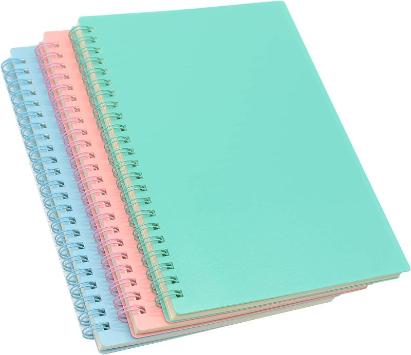 Photo 1 of Yansanido Spiral Notebook, 3 Pcs A5 Thick Plastic Hardcover 8mm Ruled 3 Color 80 Sheets -160 Pages Journals for Study and Notes (Light Pink,Light Green,Light Blue, A5 5.7" x 8.3"-Ruled)
