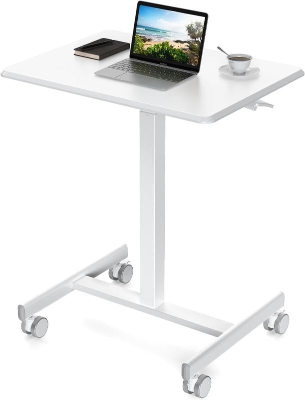 Photo 1 of Sweetcrispy Mobile Laptop Desk,Height Adjustable Standing Desk with Lockable Wheels, Stand Up Desk for Home Office Computer Workstation