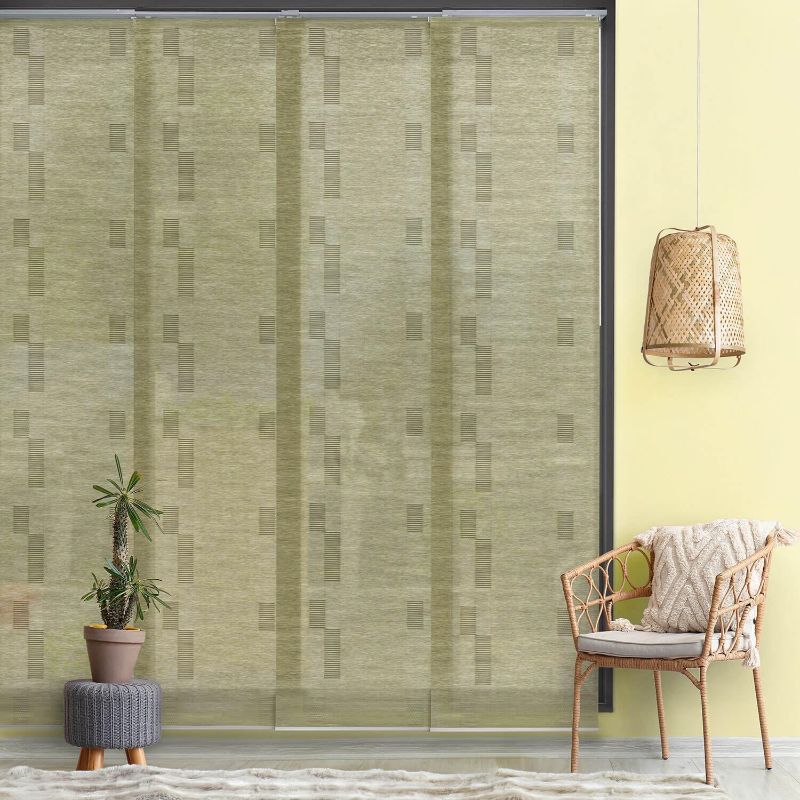 Photo 1 of GoDear Design Adjustable Sliding Glass Door Blinds 45.8"- 86" W x 96" H, Extendable Panel Track Vertical Blinds for Patio Doors Cloest Doors, Trimmable Fabric Panel Curtains, Semi-Privacy, Cactus
