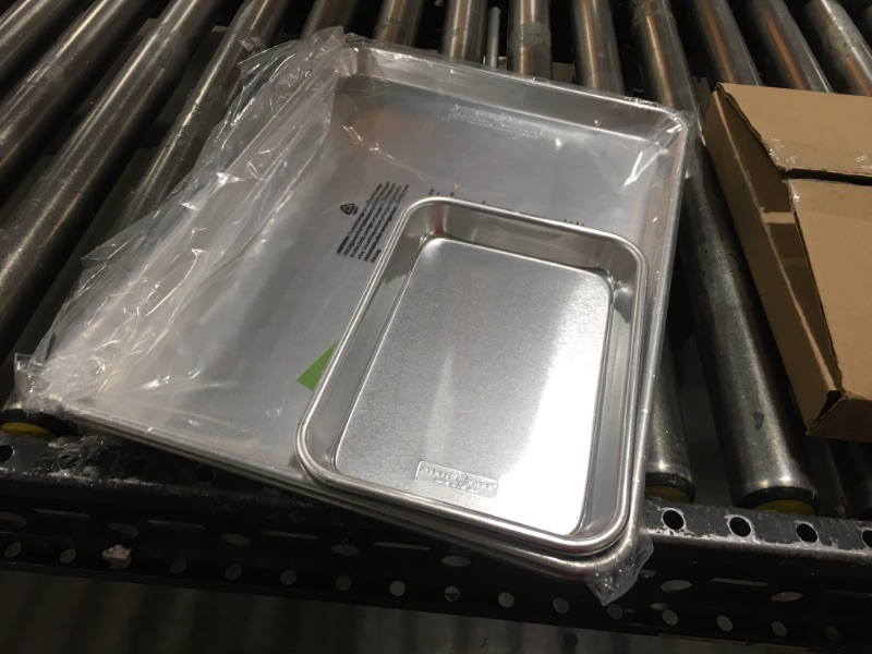 Photo 2 of  Natural High Sided Sheet Cake Pan & Natural Aluminum Commercial Square Cake Pan with Lid, Exterior 9.88 x 9.88 Inches