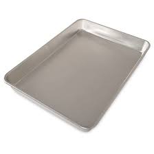 Photo 1 of  Natural High Sided Sheet Cake Pan & Natural Aluminum Commercial Square Cake Pan with Lid, Exterior 9.88 x 9.88 Inches