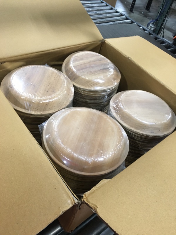 Photo 2 of ECO SOUL 100% Compostable 10 Inch Round Palm Leaf Plates [200-Pack] I Premium Disposable Plates Set I Heavy Duty Eco-Friendly Bamboo Plates Disposable I Round Disposable Plates 200 10" Round Plates