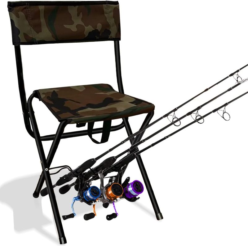 Photo 1 of LEADALLWAY Folding Fishing Chair with Rod Holder,Camouflage

