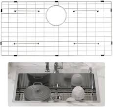 Photo 1 of  Stainless Steel Sink, Rear Drain Sink Grates with R10 Corner Radius, Large Sink Bottom Grids, Universal Bowl Rack Sink Accessories For Kitchen Sink, Silver