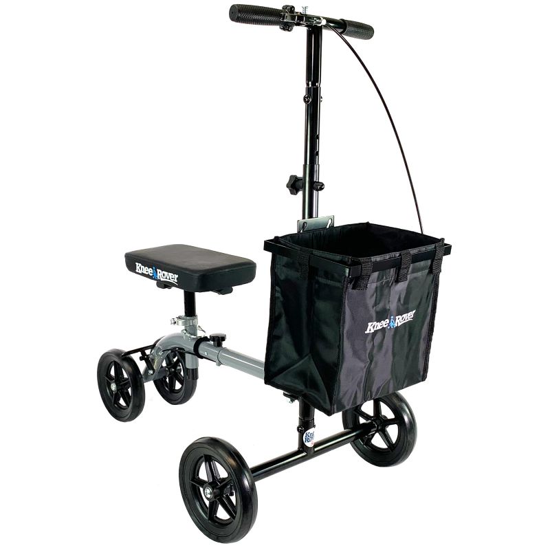 Photo 1 of KneeRover Ultra Knee Walker - Lightweight Economy Steerable Knee Scooter Crutches Alternative with Basket in Platinum Gray

