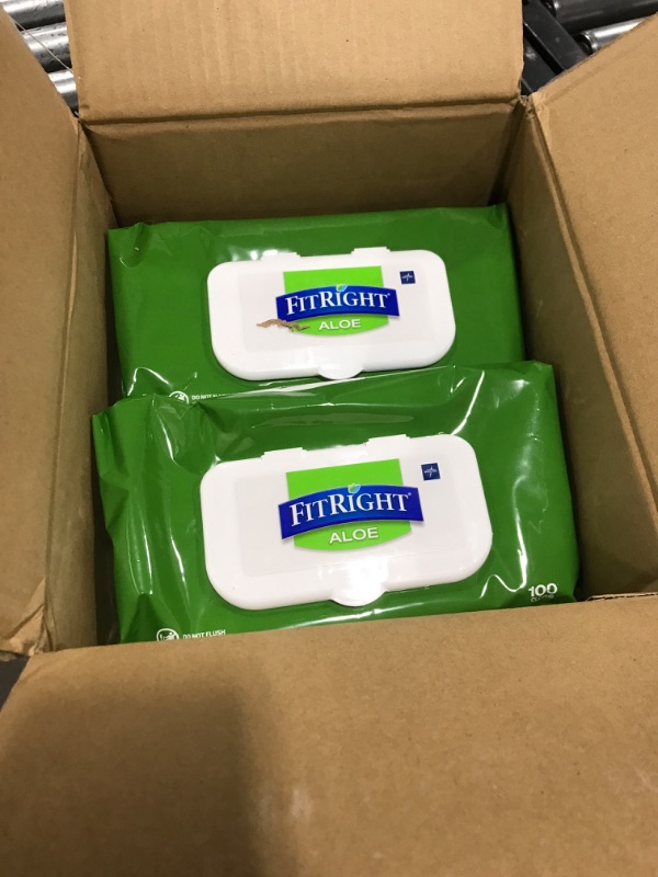 Photo 2 of FitRight Personal Cleansing Wipes with Aloe (8x10 inch) | 600 Pieces Moisturizing Body Wipes for Adults Bathing and Incontinence Cleaning | Scented Cloth Adult Wipes for Elderly Care
