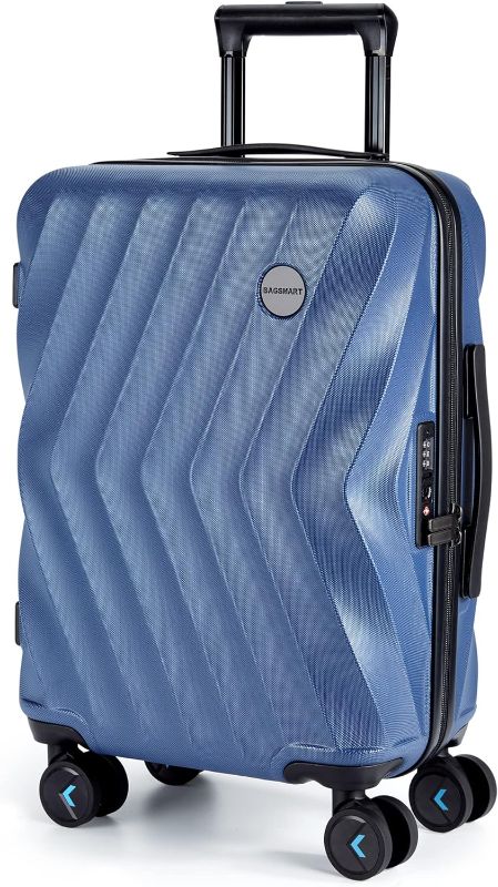 Photo 1 of BAGSMART Carry On Luggage 22x14x9 Airline Approved,PC Hardside Suitcase,20 Inch Luggage with Spinner Wheels, Travel Luggage Hard Shell Lightweight Suitcases for Men Women,Navy Blue
