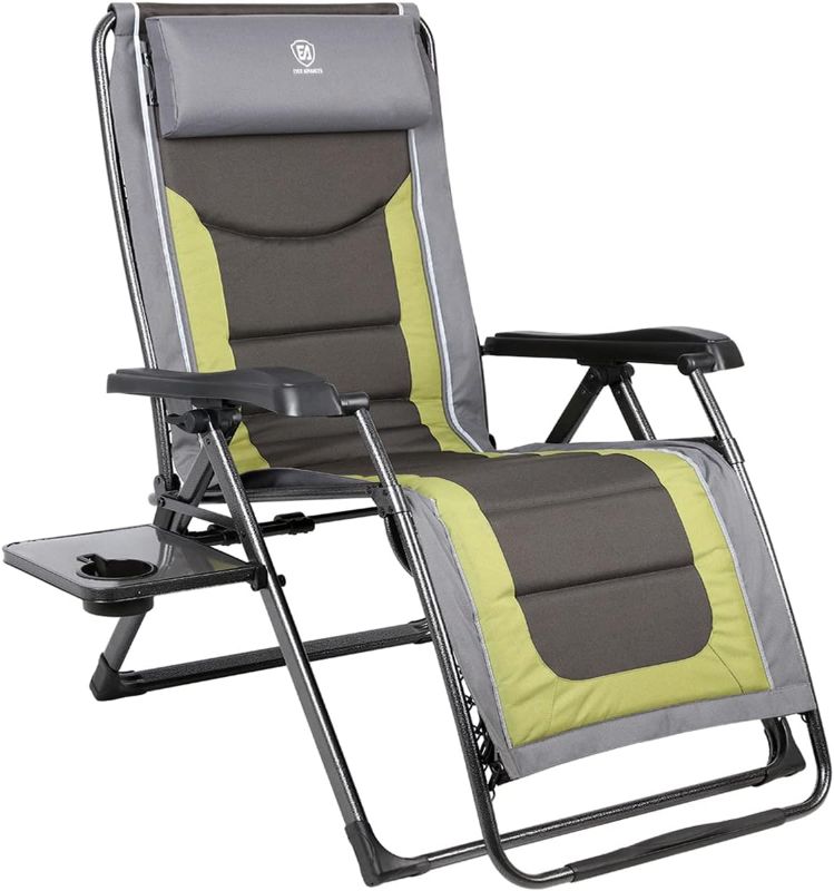 Photo 1 of EVER ADVANCED Oversize XL Zero Gravity Recliner Padded Patio Lounger Chair with Adjustable Headrest Support 350lbs (Olive Green)
