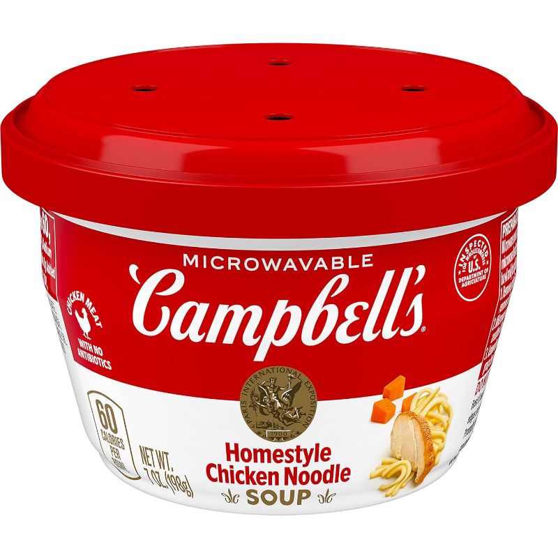 Photo 1 of Campbell's Homestyle Chicken Noodle Soup, 7 Oz Microwavable Bowl 6 pack